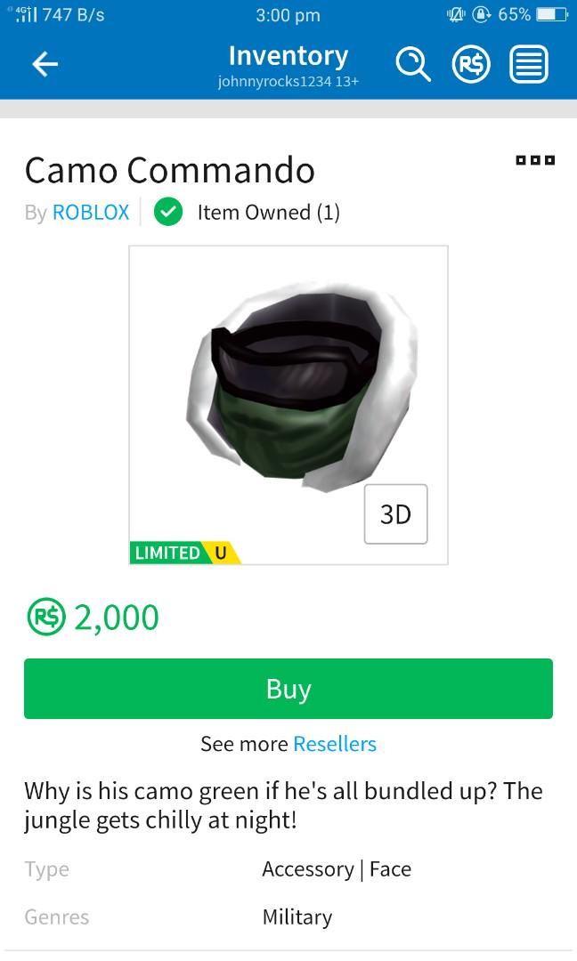 Roblox Camo Commando Toys Games Video Gaming In Game Products On Carousell - commando roblox