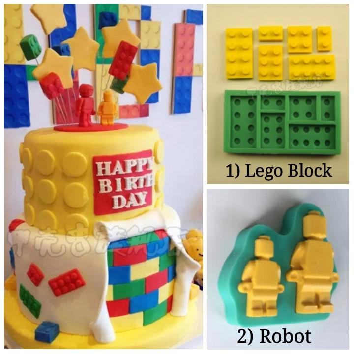 Fondant Silicon Mould Lego Block Robot
