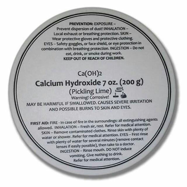 Food Grade Calcium Hydroxide (Pickling Lime) 7 oz. (200 g) For Sale