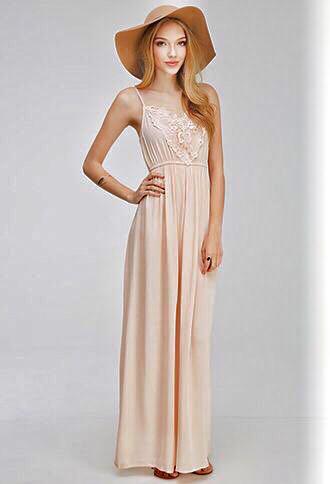 Forever21 Crochet trim Peach maxi dress Women s Fashion Dresses