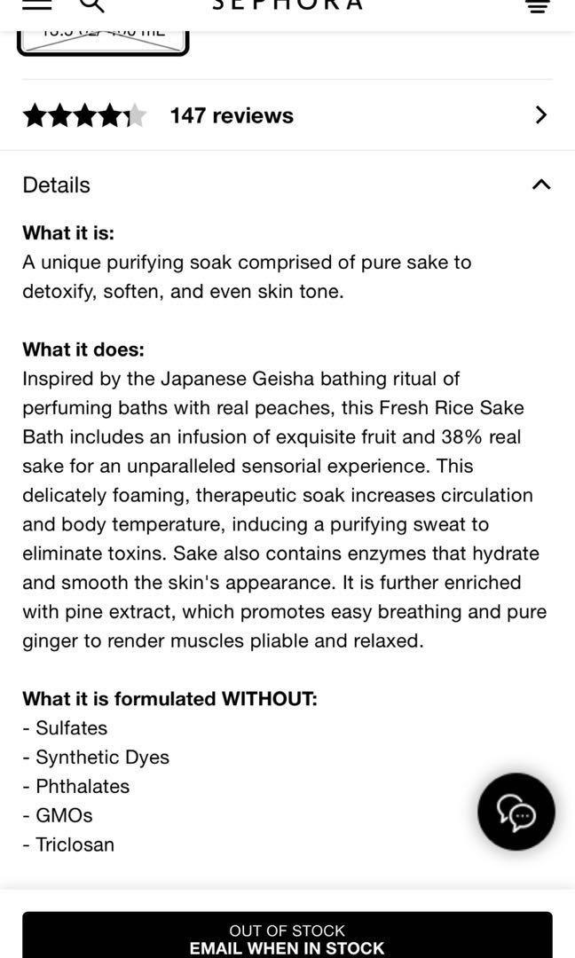 Fresh Sake Bath 400ml Beauty Personal Care Bath Body Body Care On Carousell