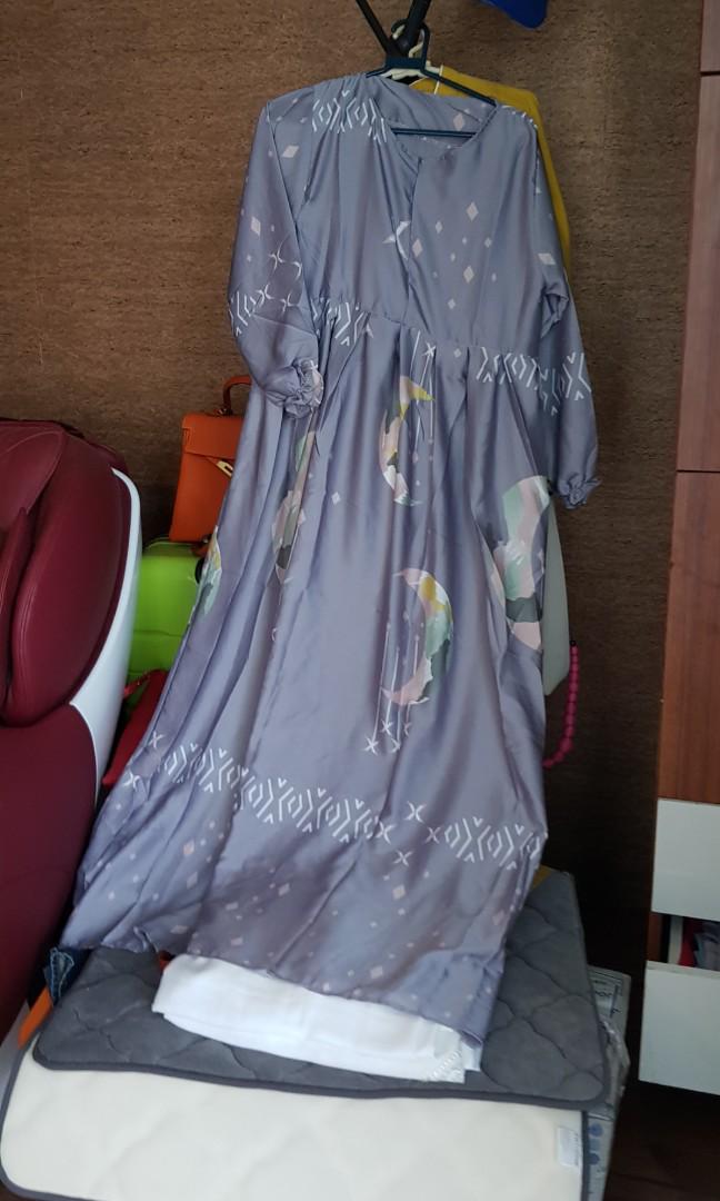 Gamis Cantik Warna Soft Purple New Fesyen Wanita Pakaian Wanita Di Carousell