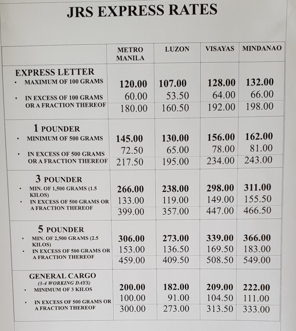 JRS SHIPPING RATES, Community on Carousell