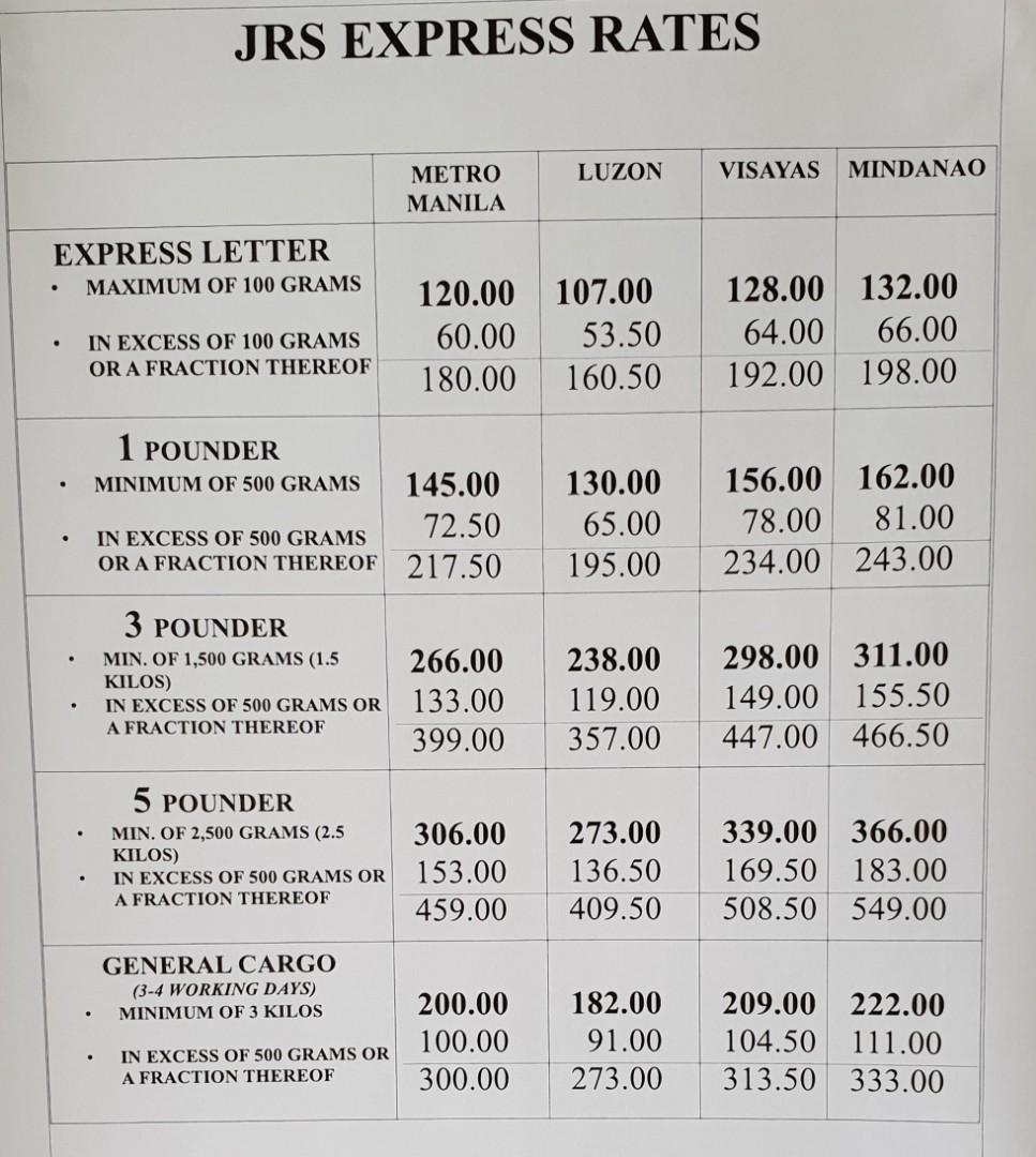 JRS SHIPPING RATES, Community on Carousell