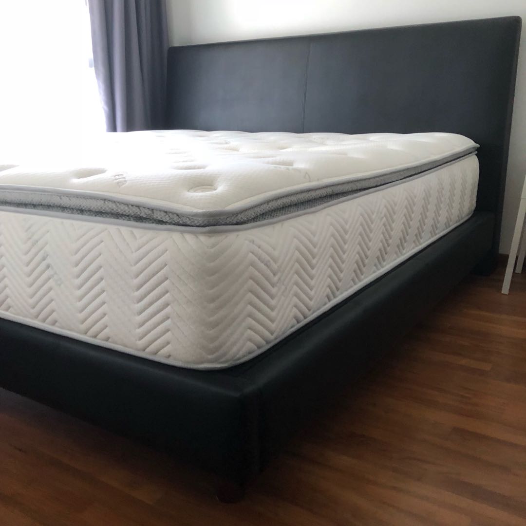 King Size Bed Frame Black Leather Furniture Beds Mattresses On Share This Listing