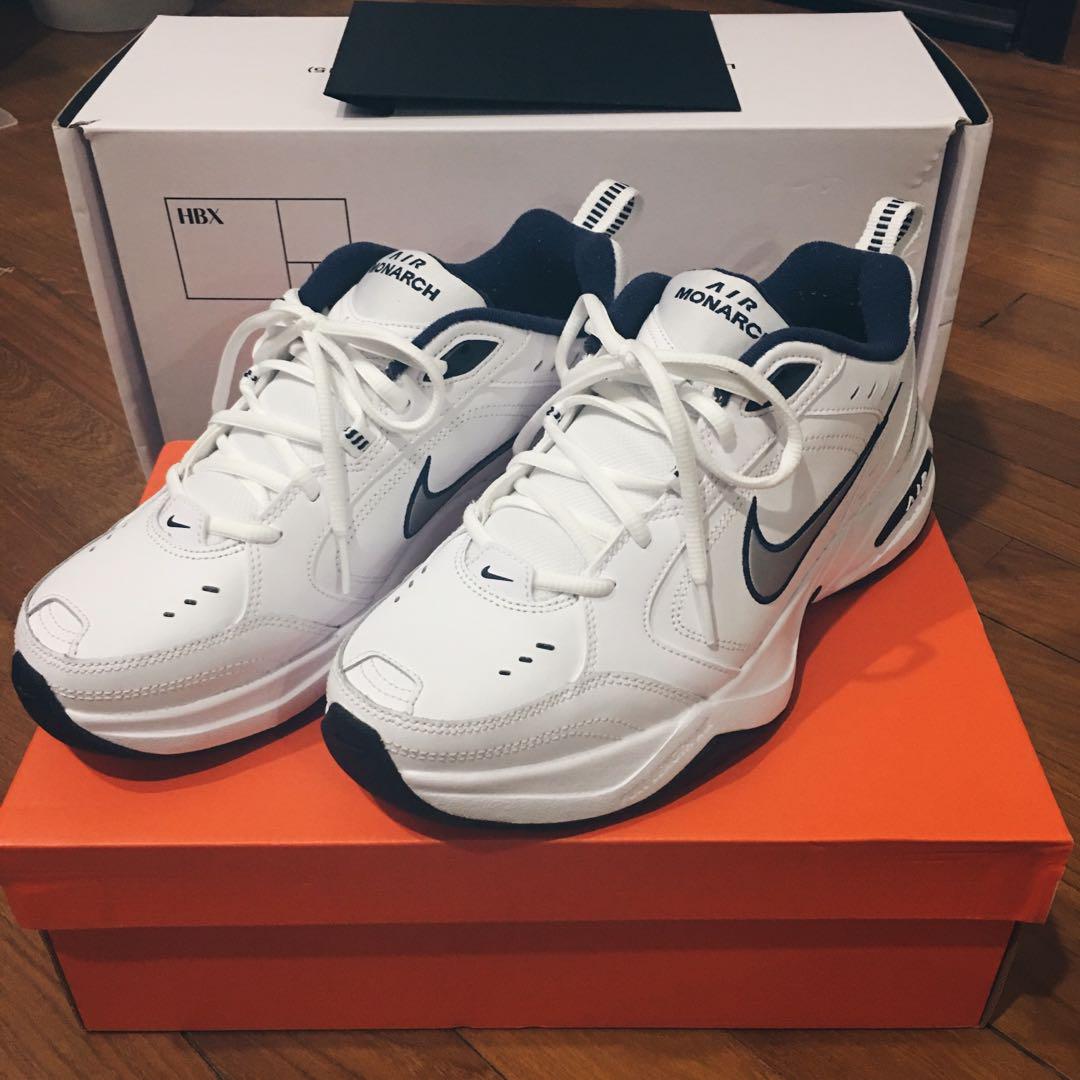 Nike Air Monarch IV OG White/Navy US 8, Men's Fashion, Footwear, Sneakers  on Carousell