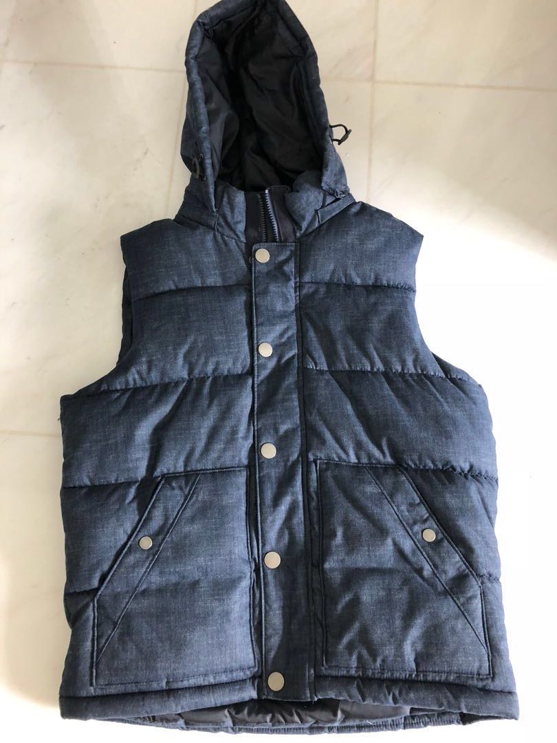 Old Navy Winter Vest Size M Denim Blue For Men Men S Fashion Clothes Outerwear On Carousell