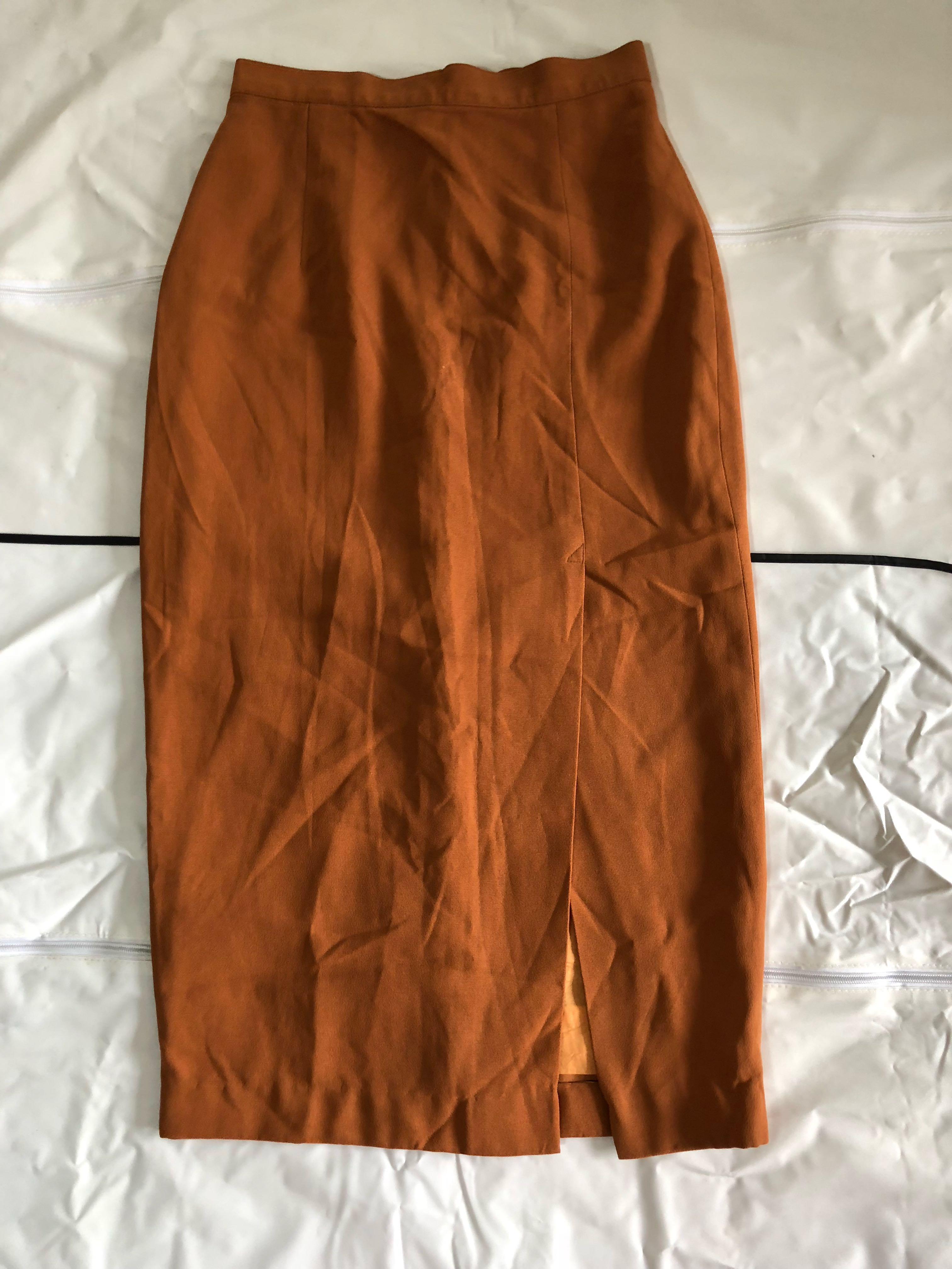 rust colored maxi skirt