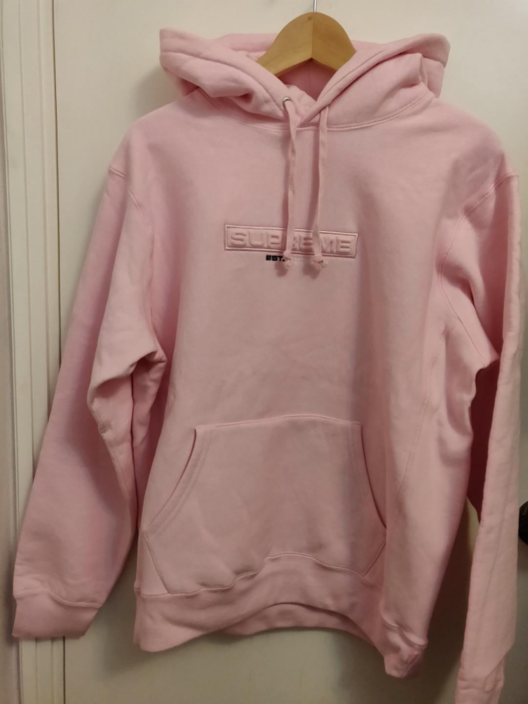 Supreme embossed logo hoodie pink Carousell