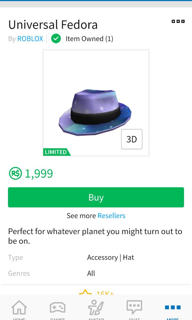 Roblox Universal Fedora Toys Games Video Gaming In Game