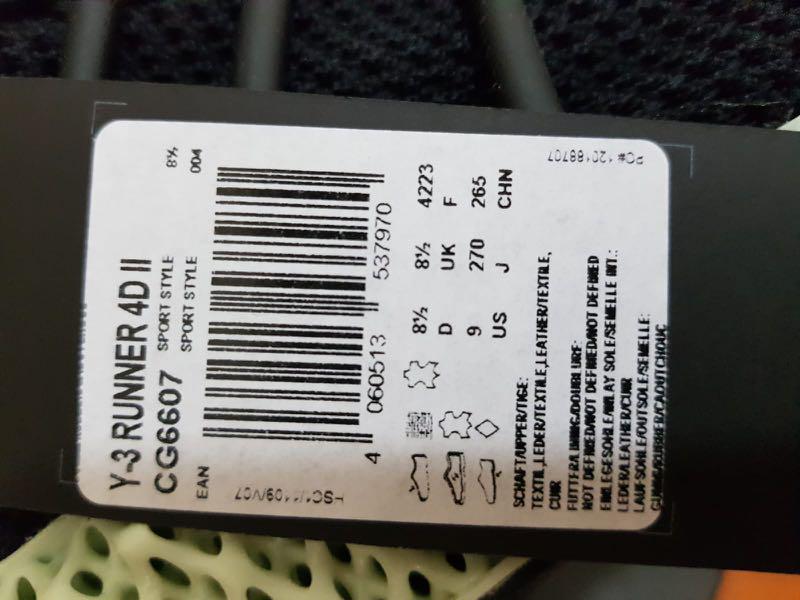 Y 3 Runner 4D II CG6607 US 9 Carousell