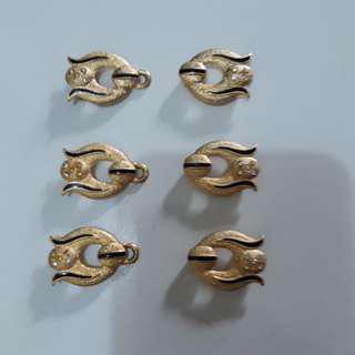 Kancing shanghai cantik besi kuning 1set 3pcs