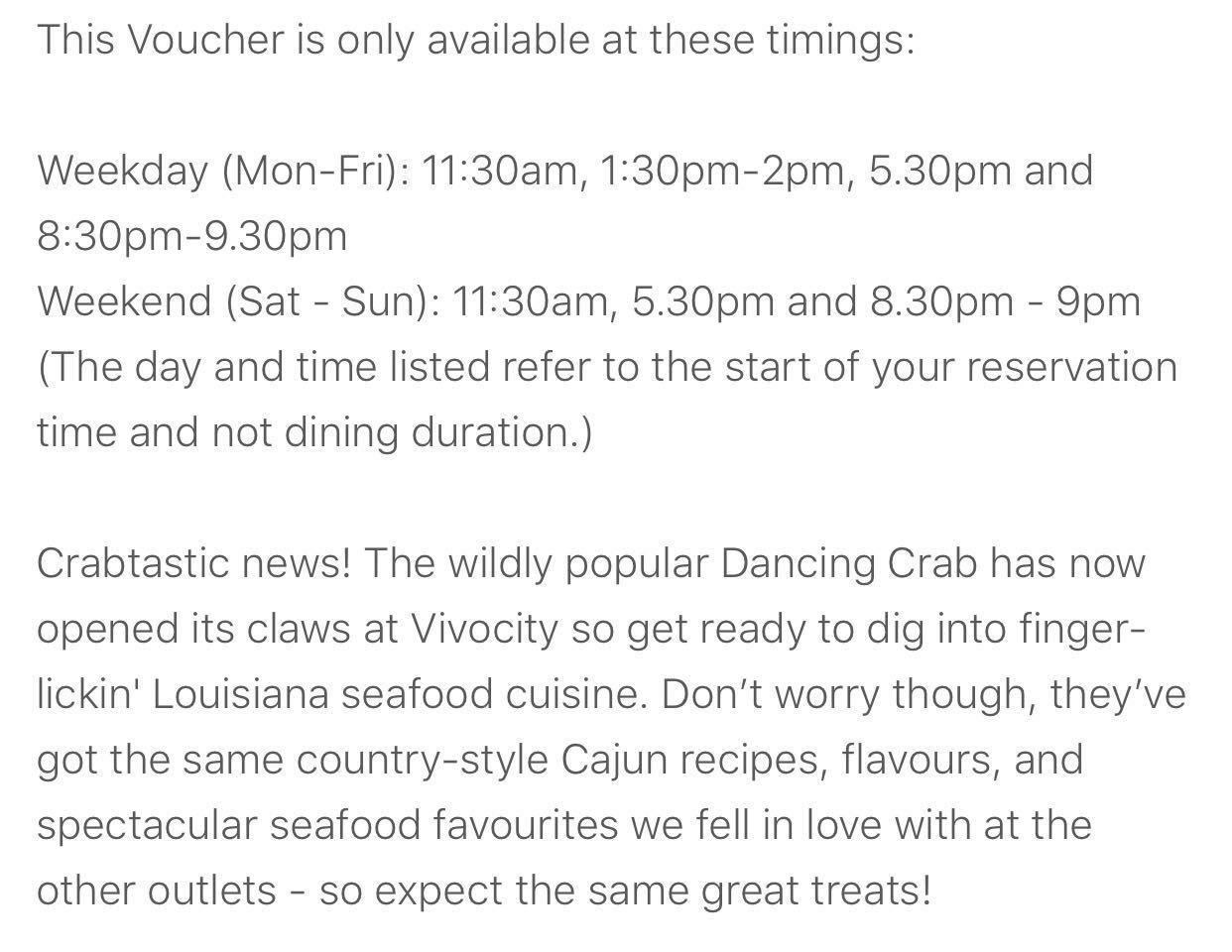 40 off 100 dancing crab voucher orchard central, Tickets & Vouchers