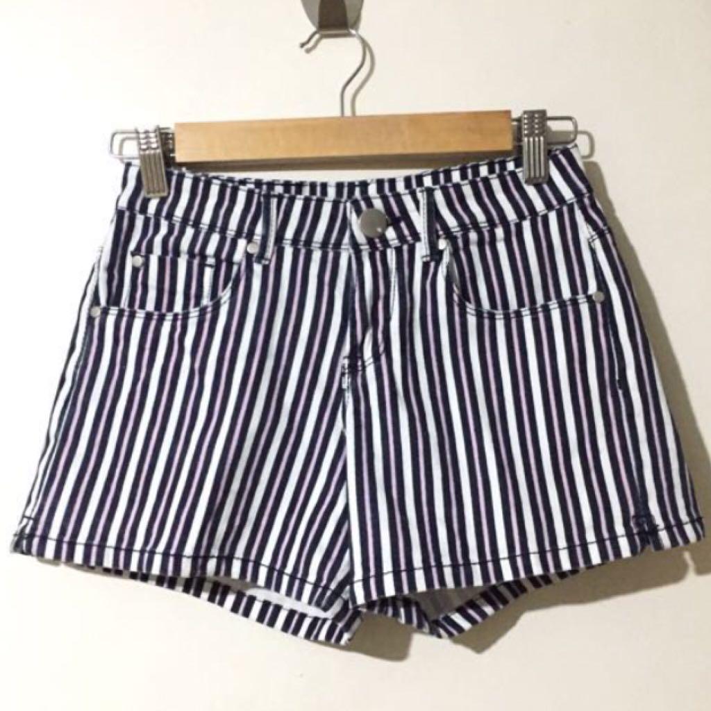women's striped denim shorts