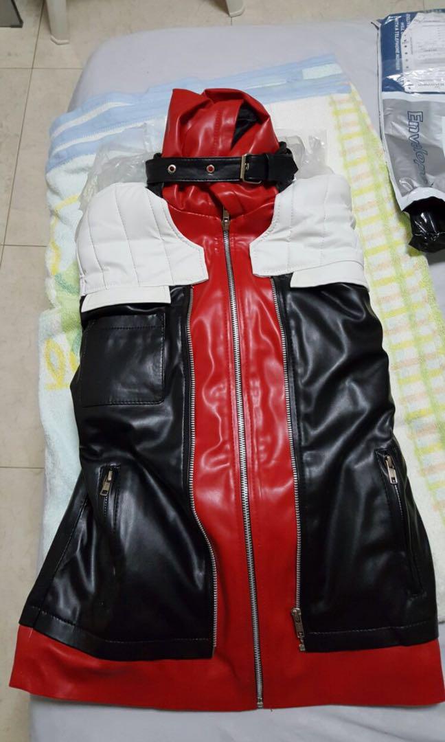 Red hood leather jacket sale