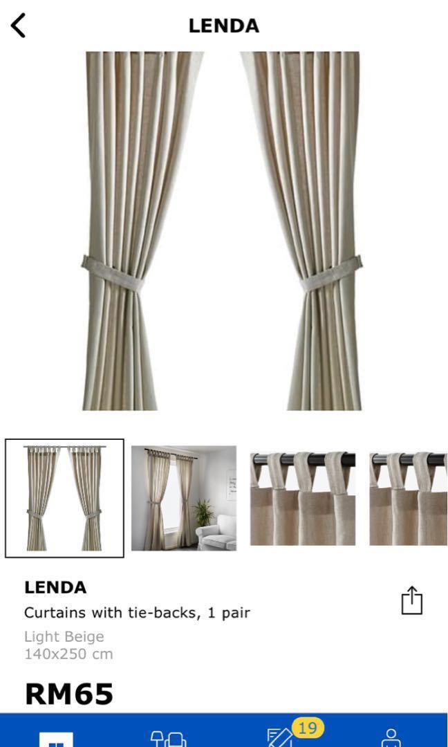 Ikea Curtain Light Beige Lenda Rumah Perabot Home Decor Di