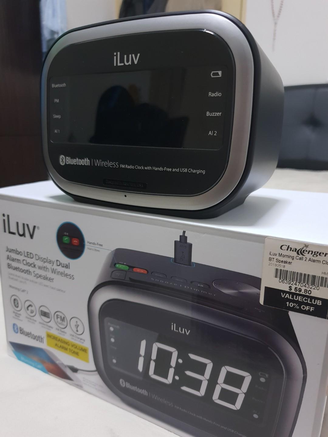 iLuv Morning Call 2 Wireless Bluetooth Speaker Jumbo 1.4/" LED Display Dual Alarm