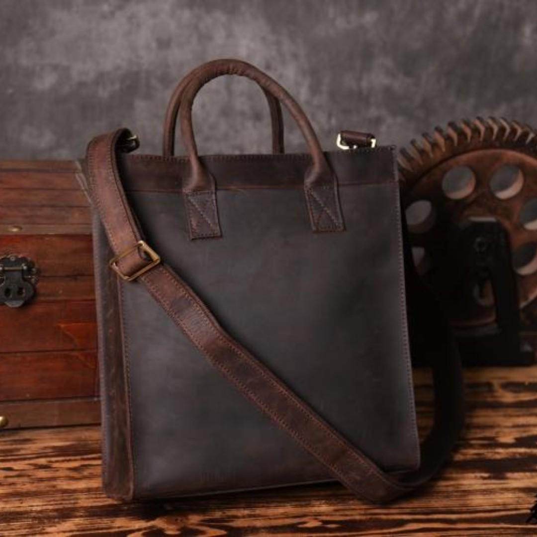 leather mens tote