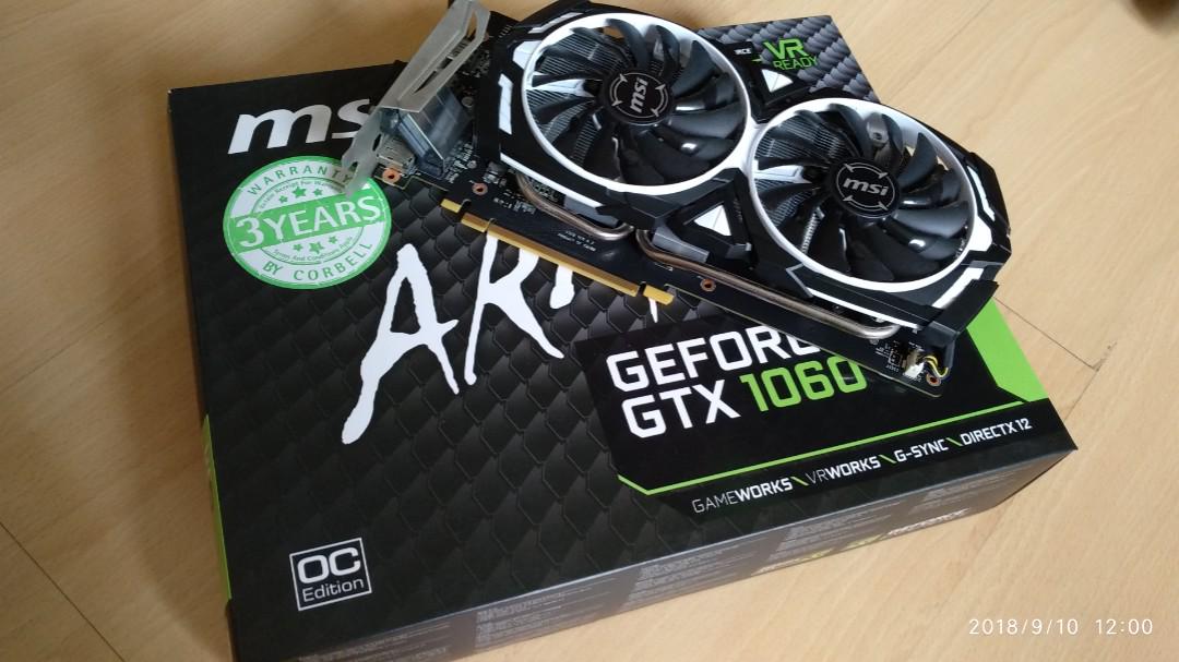 Msi Geforce Gtx 1060 Armor 6g Ocv1 Electronics Computer Parts Accessories On Carousell