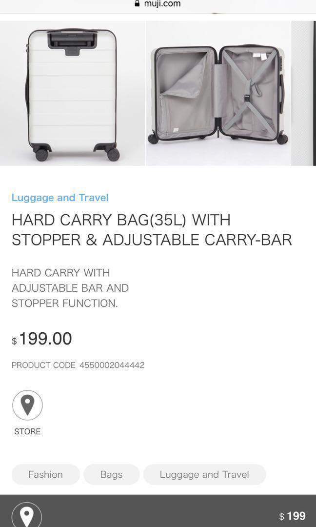 Muji Hard Carry Luggage Bag Suitcase, Hobbies & Toys, Travel, Luggage