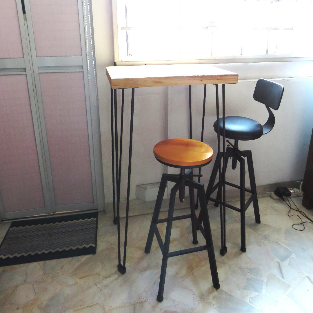 Rustic Raw Wood High Table High Bar Chair High Bar Stool Furniture Tables Chairs On Carousell