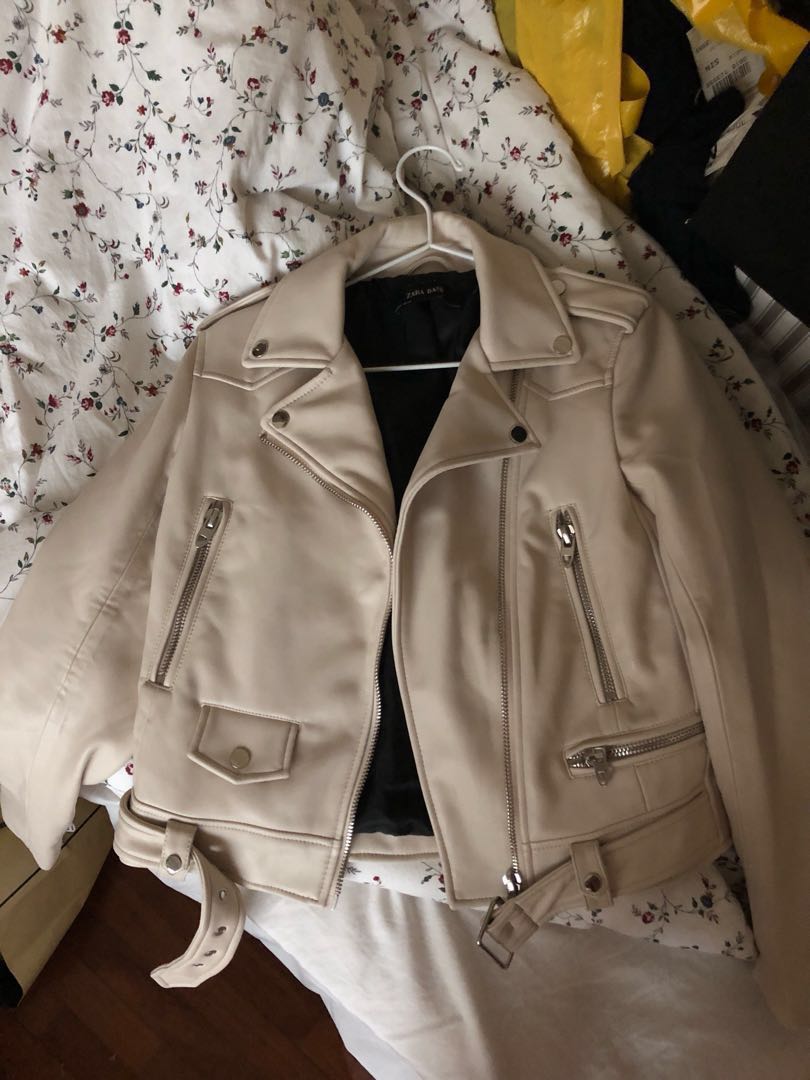 zara beige leather jacket