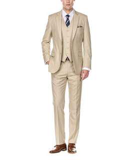 Tan Colour Slim-Fit 3-Piece Suit Size 36S