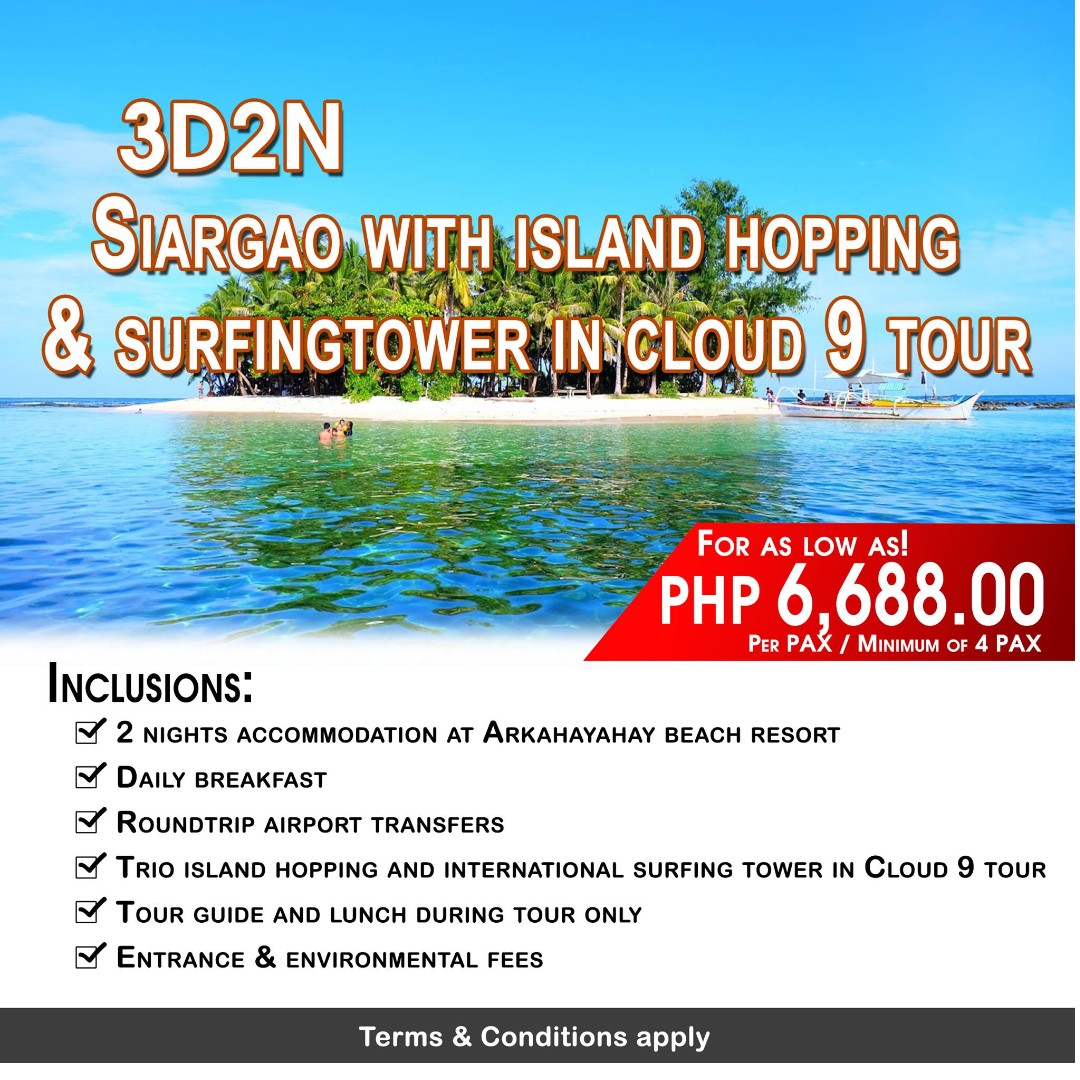 3D2N SIARGAO WITH ISLAND HOPPING & SURFING TOUR IN CLOUD 9 TOUR