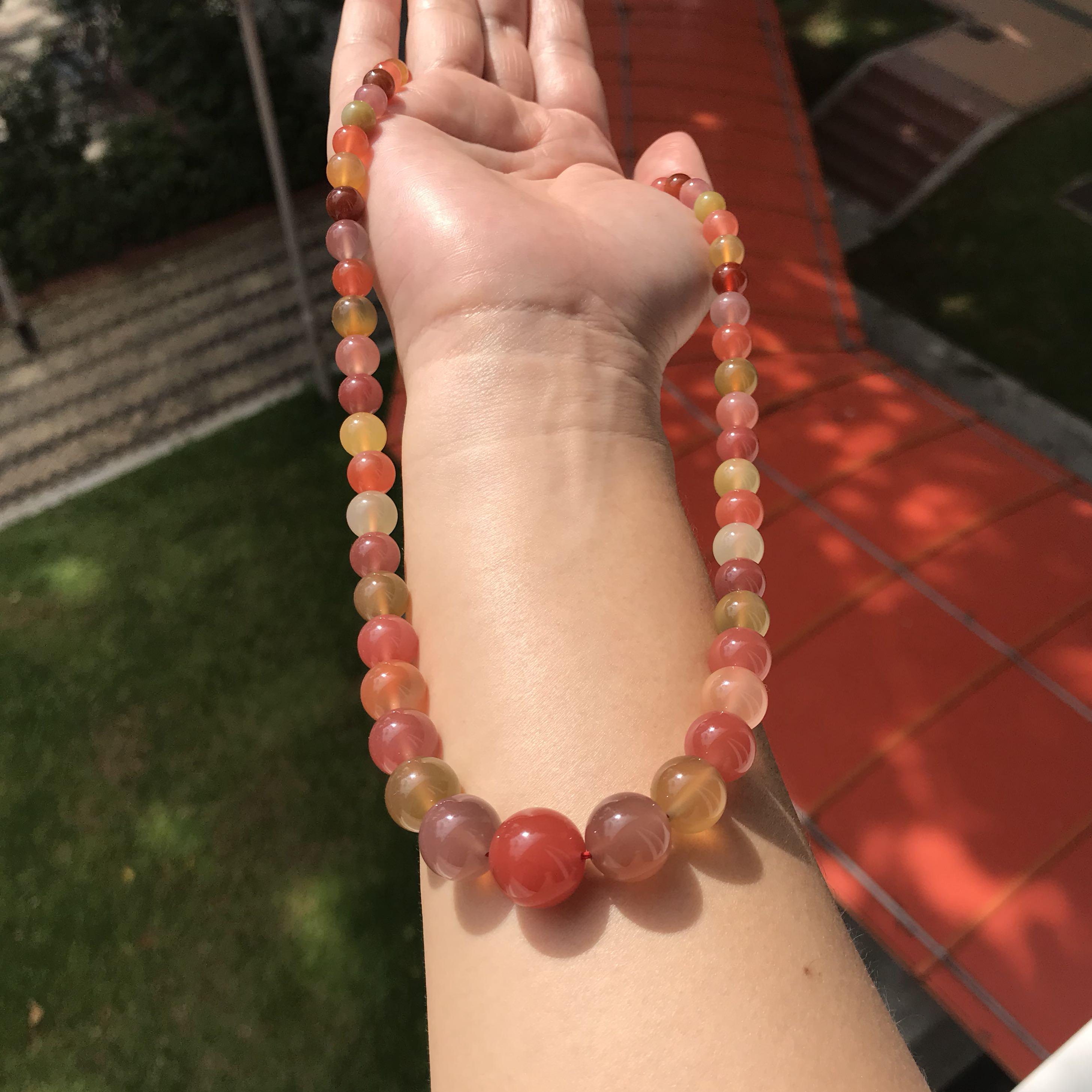 agate 100% natural certified necklace 100% 天然极品盐源玛瑙项链