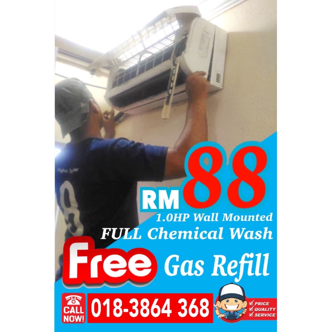 Aircond Full Chemical Wash RM88 FREE Gas Refill, Services, Home