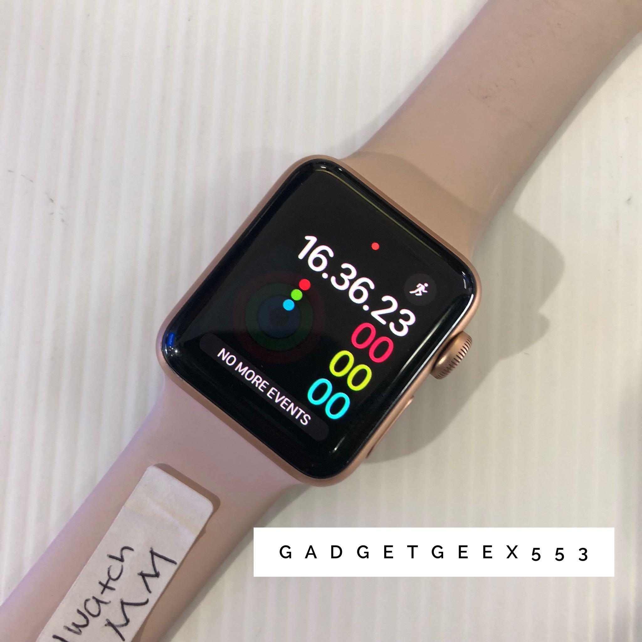 Apple Watch Series 3 38mm Rose Gold Mulus Charger Only Telepon Seluler Tablet Aksesoris Tablet Handphone Di Carousell