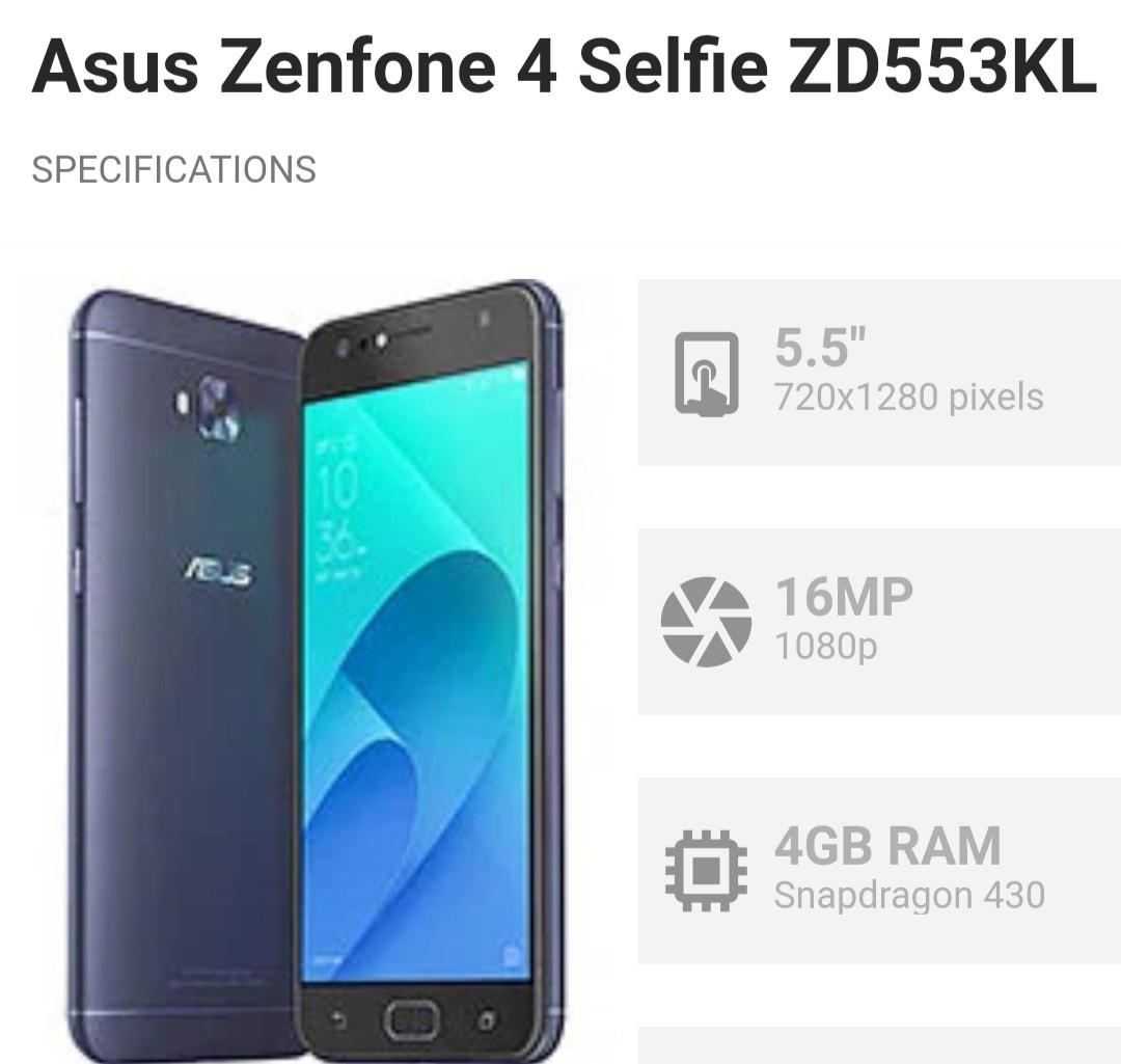 Asus Zenfone 4 Selfie Zd553kl Black Mobile Phones Tablets Android Phones Others On Carousell