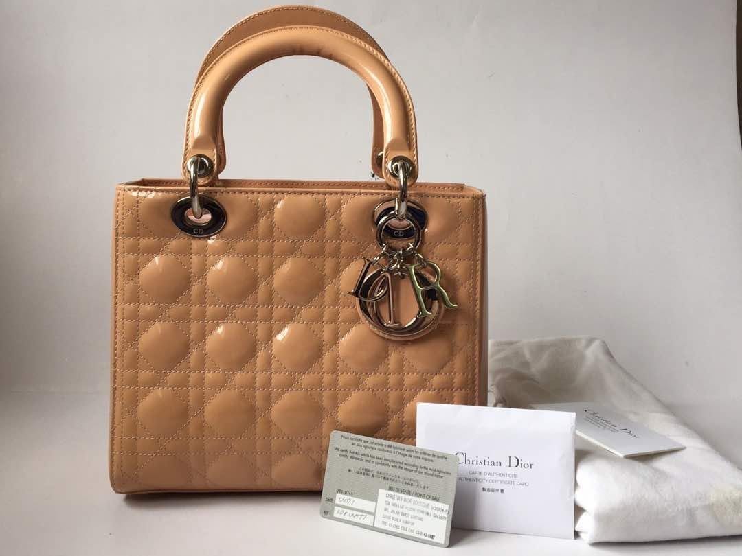 Authentic Christian Dior Lady Dior Light Pink Cannage Patent Leather Medium Handbag Luxury Bags Wallets Handbags On Carousell