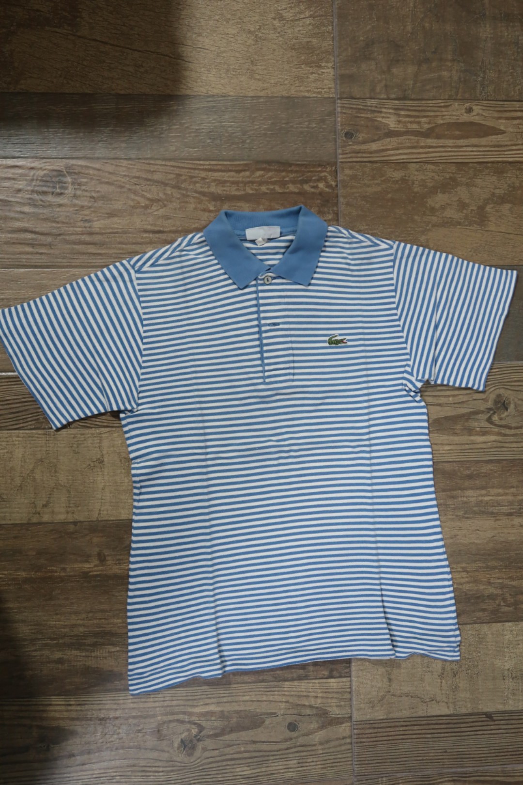 lacoste blue and white striped shirt