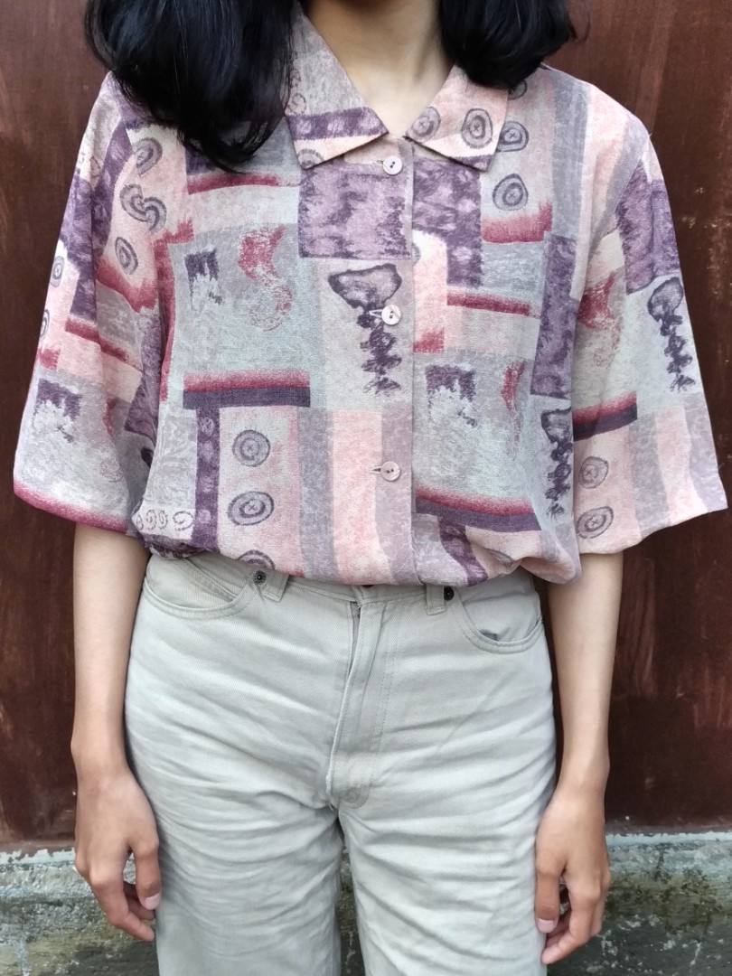Baju Corak Vintage Fesyen Wanita Pakaian Wanita Di Carousell
