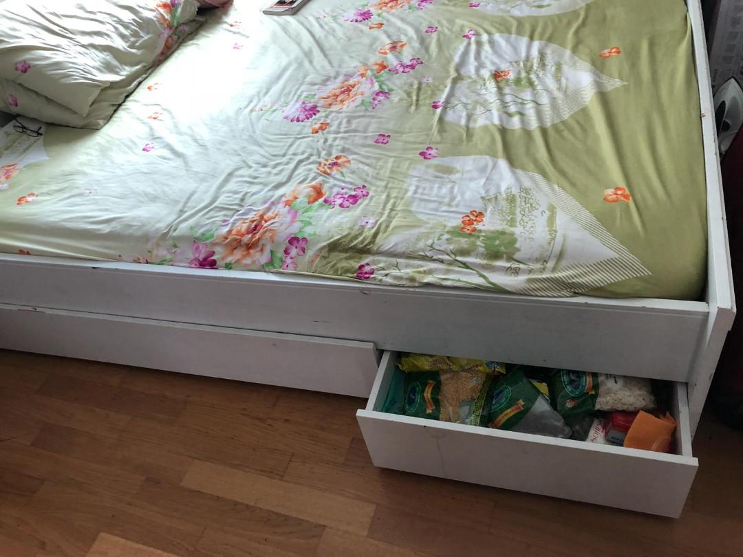 Bed Ikea Brusali Bed With Storage Drawers White Furniture Beds Mattresses On Carousell