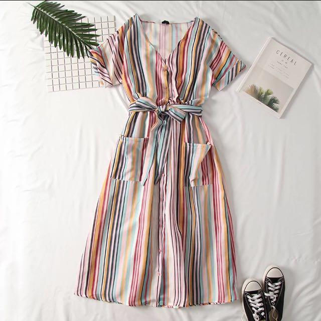 zara rainbow stripe dress