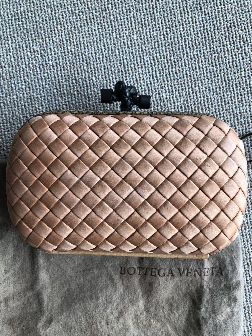 Bottega Veneta Silk Chain Knot Clutch Bag in Pink