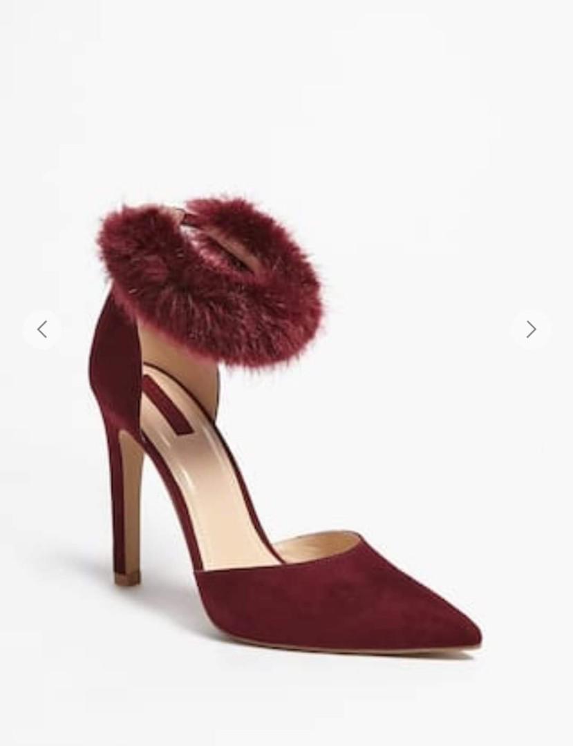 Faux fur ankle strap heels #Forever21 