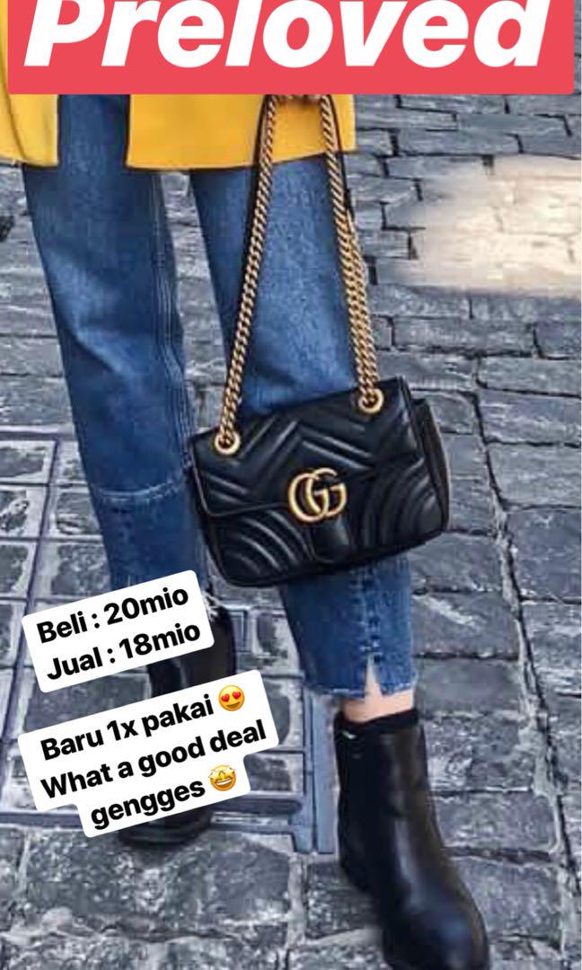 orginal Gucci Marmont size 26 fullset (2018), Fesyen Wanita, Tas & Dompet  di Carousell