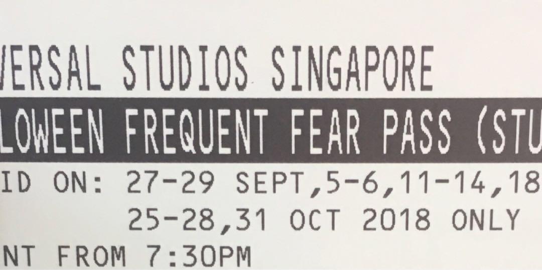 Halloween Horror Night 8 Frequent Fear Pass, Hobbies & Toys
