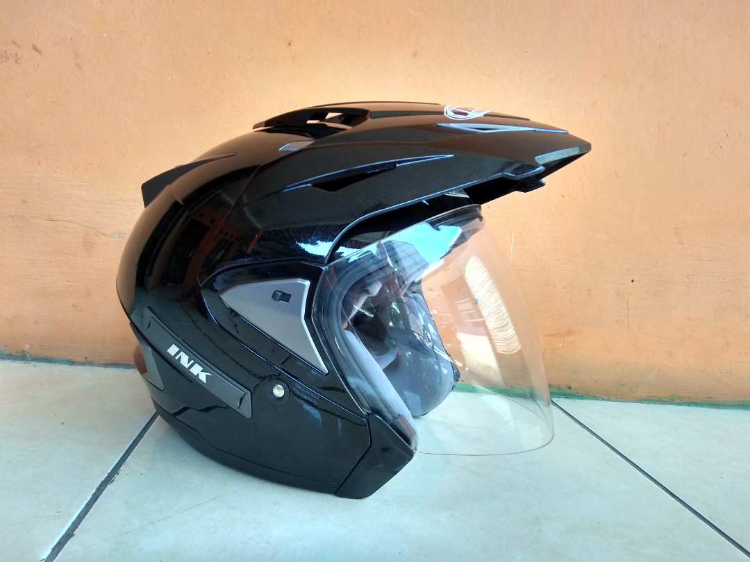 Helm Half Face Double Visor INK, Aksesoris Mobil di Carousell