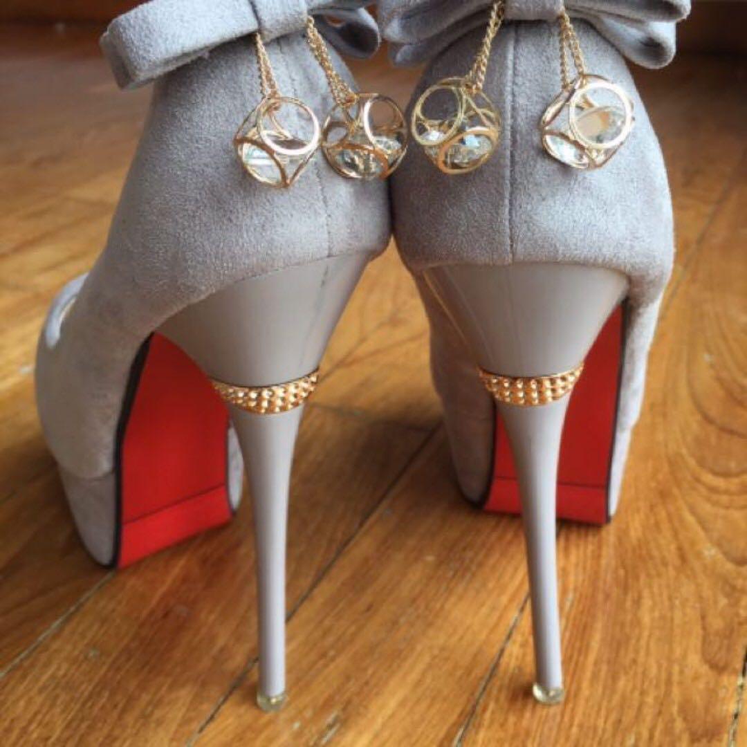 High heel 6 inch 16 cm red grey, Women 