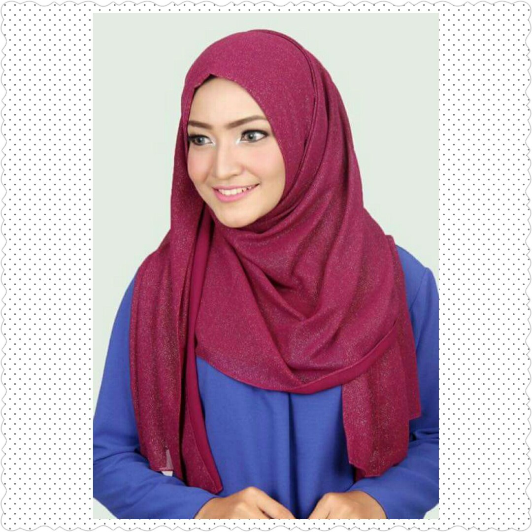 Maroon Daisy Glitter Hijab Tudung Muslimah Womens Fashion