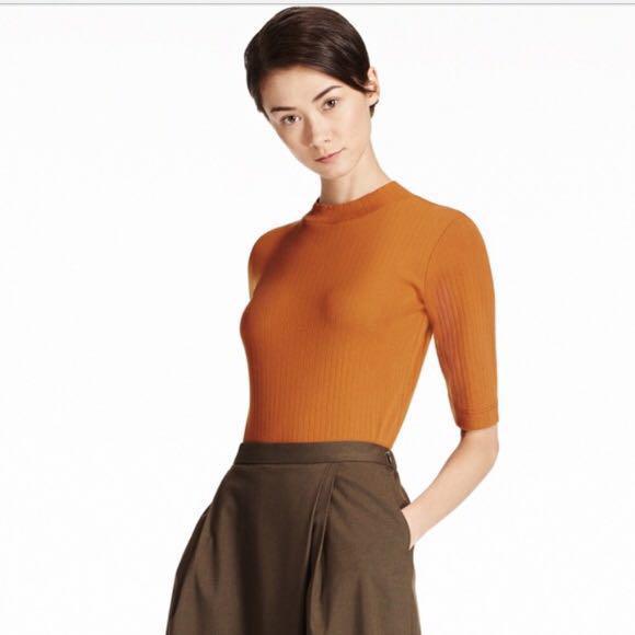 Uniqlo ribbed mock hotsell neck