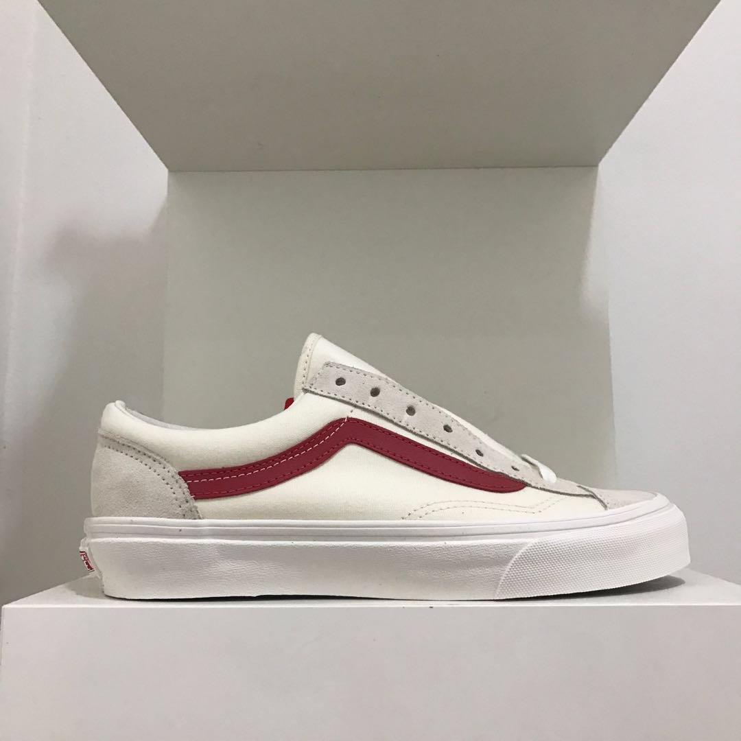 white vans with red and blue stripe