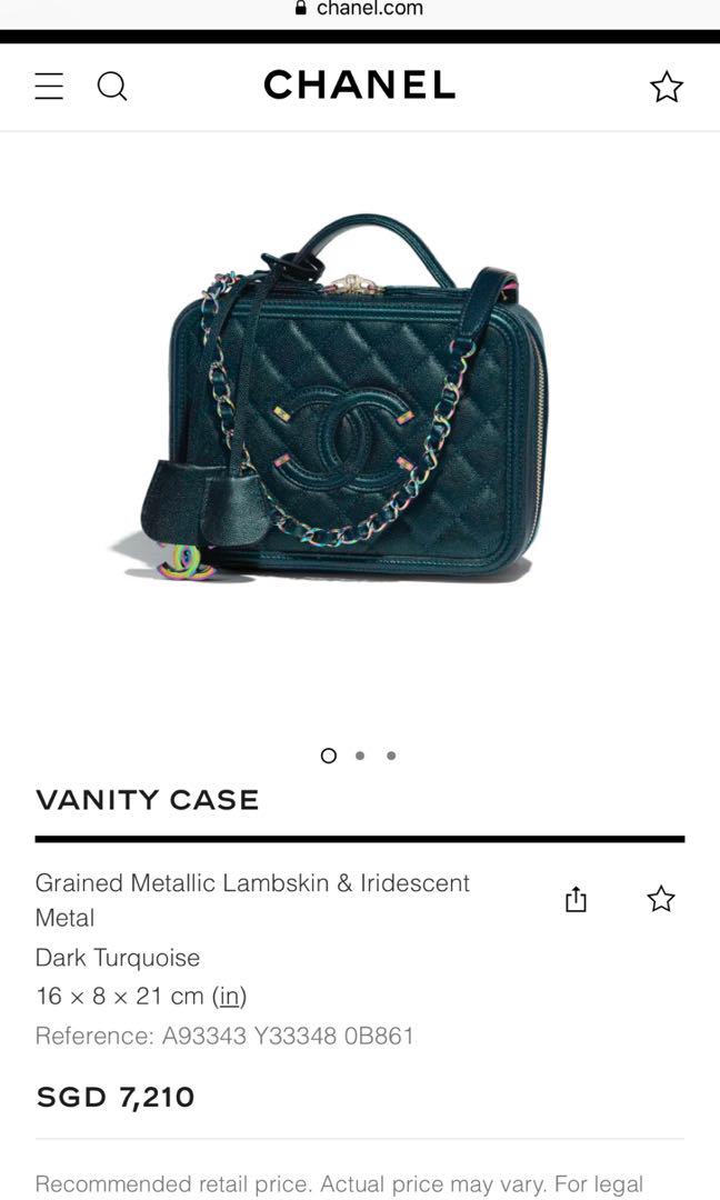 Chanel Dark Turquoise Medium Filigree Vanity Case of Grained
