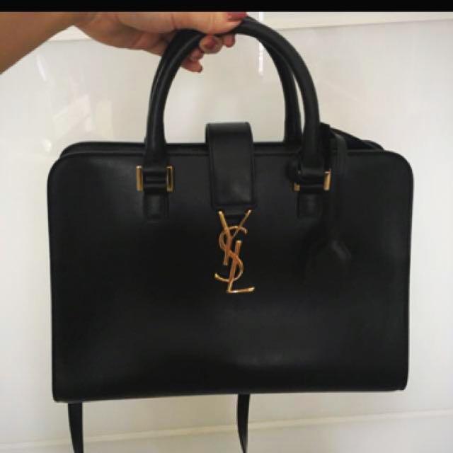 Ysl yves saint laurent black leather work bag, Luxury, Bags 
