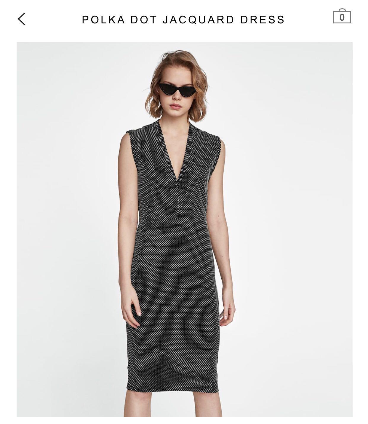 Zara polka dot jacquard dress