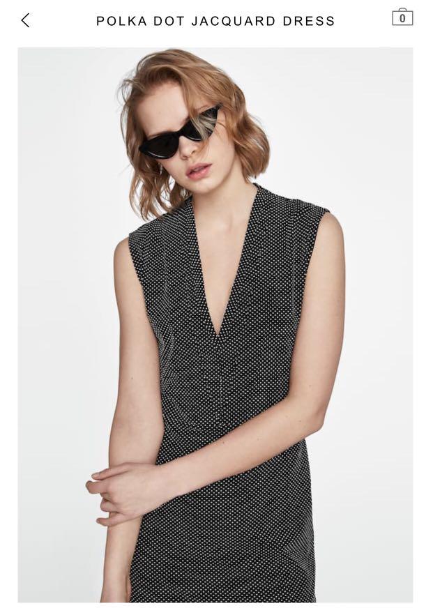 Zara polka dot jacquard dress